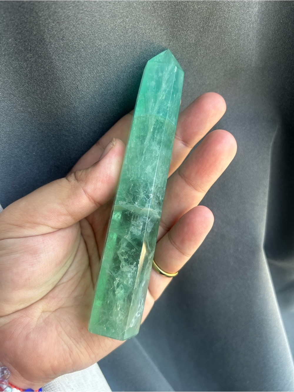 Green Fluorite Crystal Point Tower
